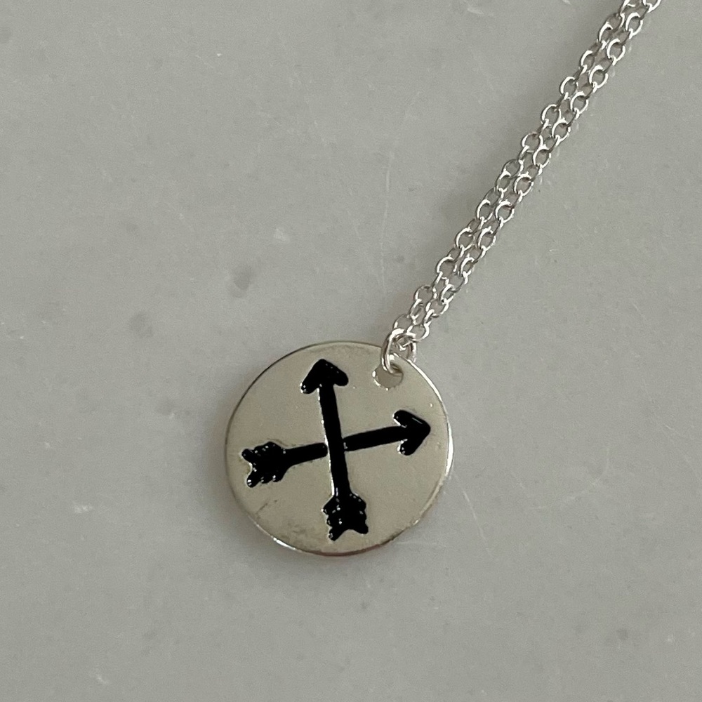 Silver Double Arrow Necklace - Picture 2 of 4